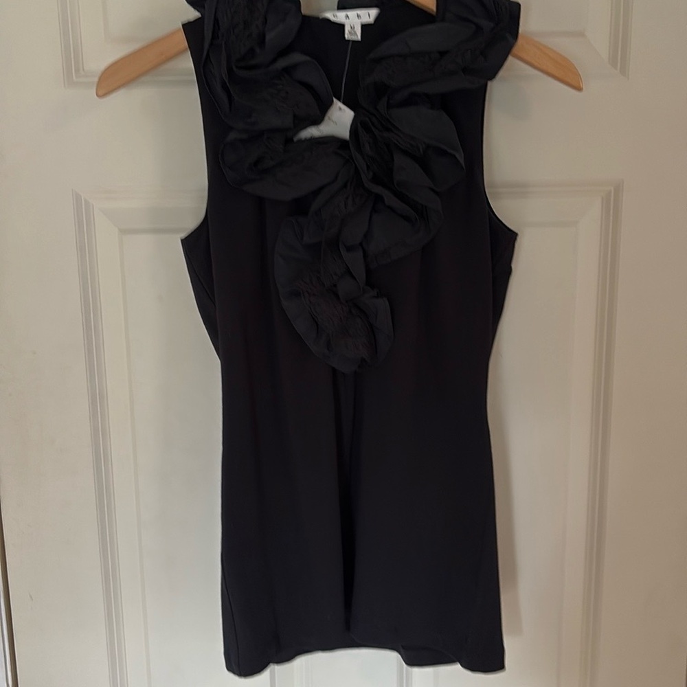 CABi Chic Black Ruffled Sleeveless Top